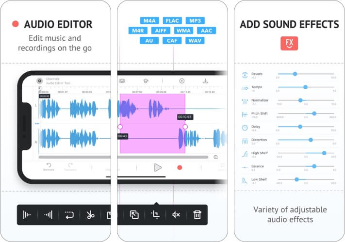 Audio Editor Tool iPhone and iPad App Screenshot