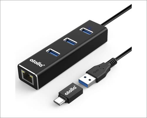 Bauihr USB 3.0 Hub Ethernet with USB C Adapter for MacBook