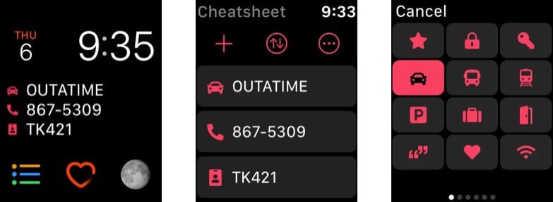 Cheatsheet Notes Apple Watch App Screenshot