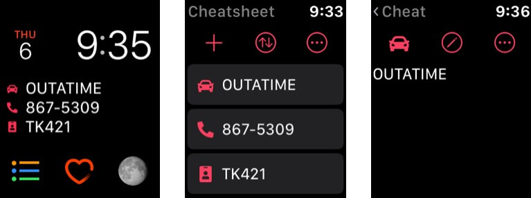 Cheatsheet Notes Apple Watch App Screenshot