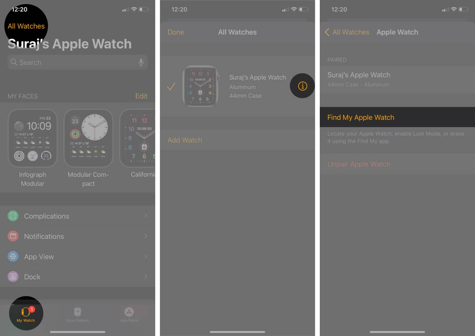 Apple Watch Aktivləşdirmə Kilidi aktivləşdirilmiş və ya qoşalaşmış iPhone-da izləmə tətbiqindən istifadə edilmir