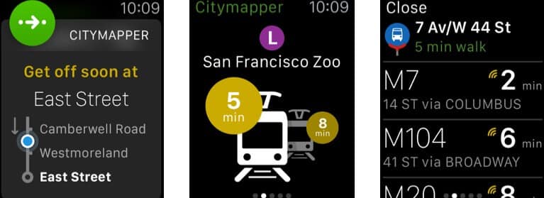 CityMapper Apple Watch App Screenshot