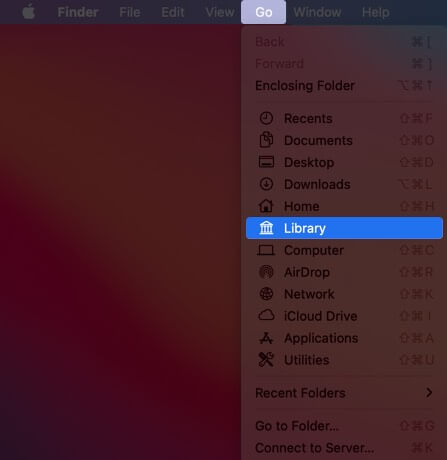 click on go and select library from menu on mac
