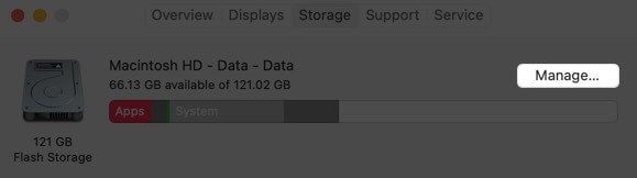 click on manage in mac storage
