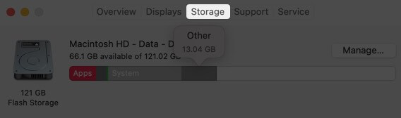 click on storage tab