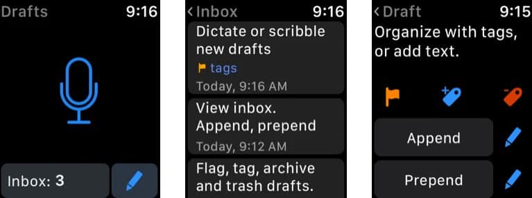 Drafts Apple Watch Notes App Screenshot