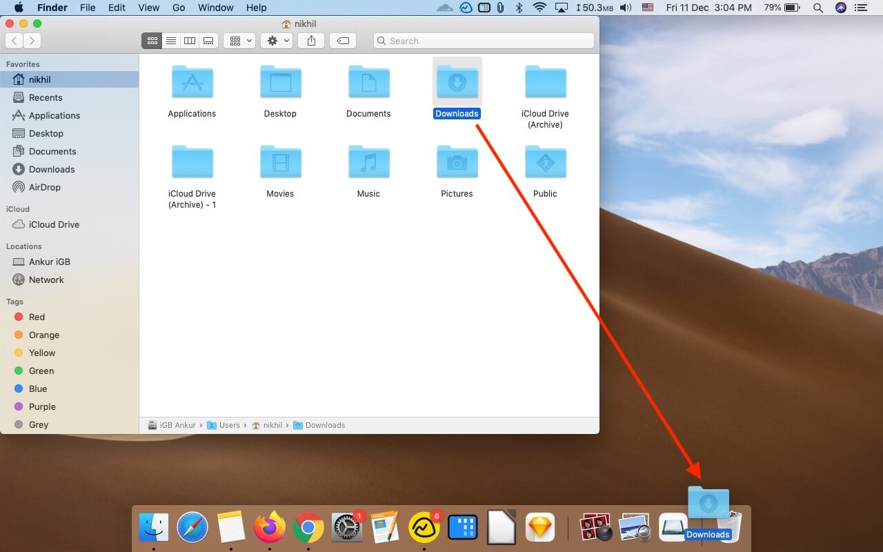 Drag Downloads Folder to Mac’s Dock