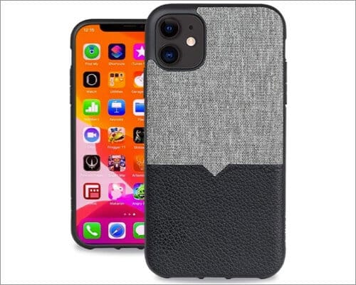 evutec leather & anti scratch fabric cover for iphone 11, 11 pro and 11 pro max