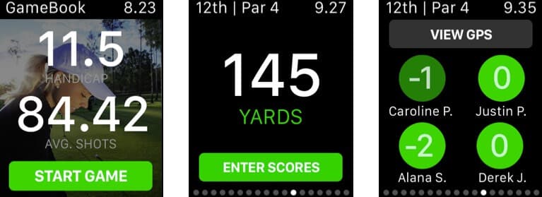 Golf GameBook Apple Watch App Screenshot