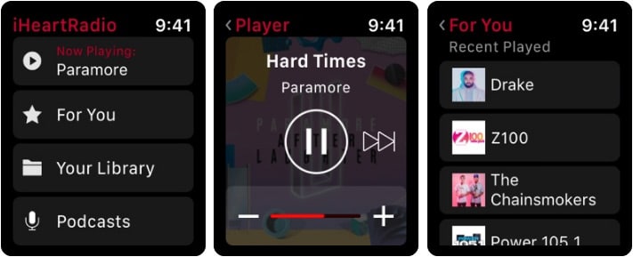 iHeart Radio Apple Watch Podcast App Screenshot