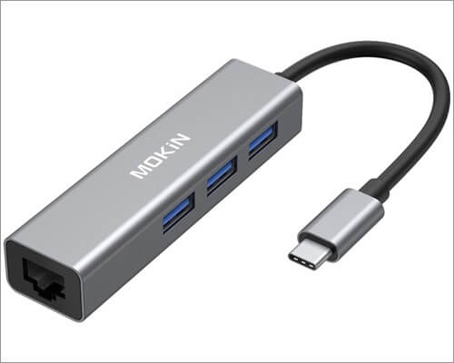 MOKiN USB-C to Gigabit Ethernet USB A 3.0 Adapter Hub for MacBook