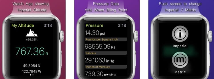 My Altitude Apple Watch Altimeter App Screenshot