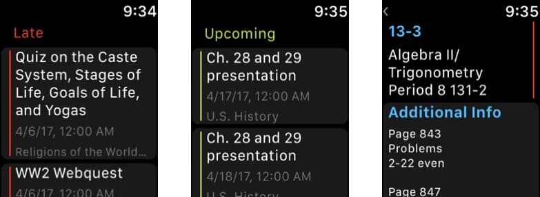 MyHomework Student Planner Apple Watch App Screenshot