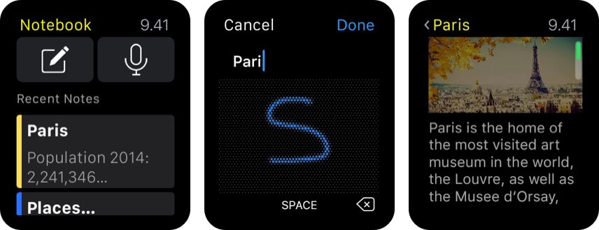 NoteBook Apple Watch Notes App Screenshot