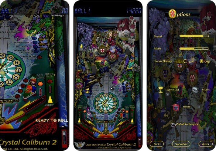 pinball crystal caliburn ii iphone and ipad game screenshot