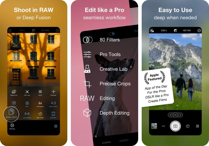 Pro Camera RAW Photo Editing iPhone and iPad App Screenshot