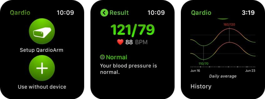 Qardio Heart Health Apple Watch App Screenshot