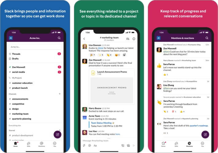 slack iphone and ipad team management app screenshot