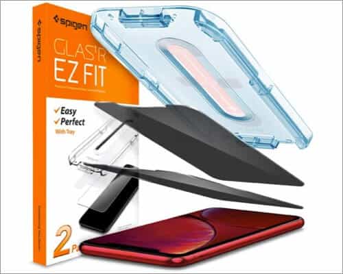 spigen tempered glass privacy protector for iphone xr