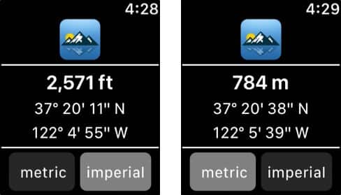Travel Altimeter and Elevation Apple Watch App Screenshot