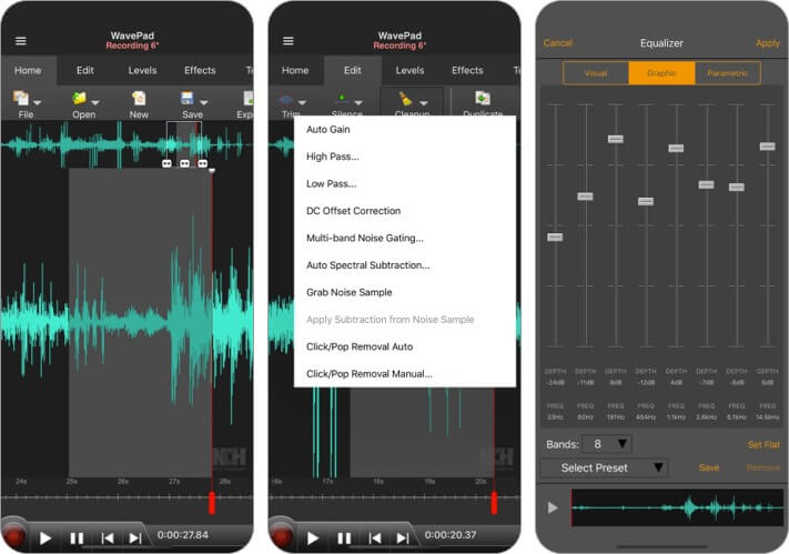 WavePad Music and Audio Editor iPhone and iPad App Screenshot