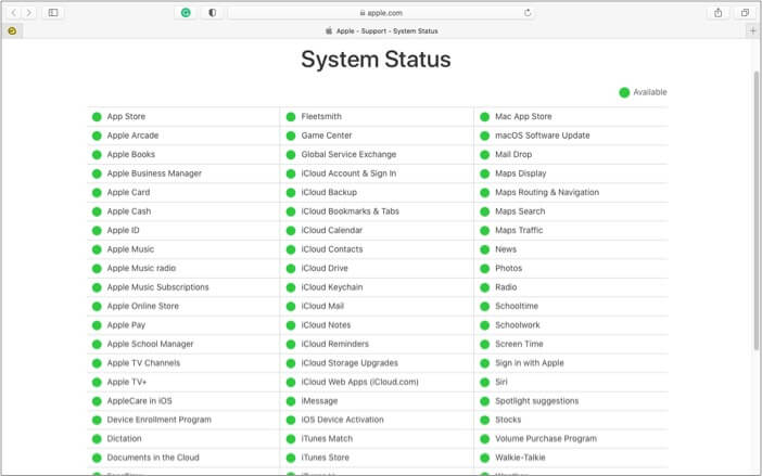 Checking iMessage server to solve error on iPhone