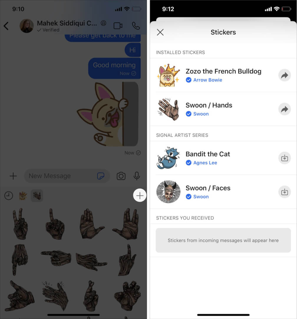 Download sticker packs in Signal app