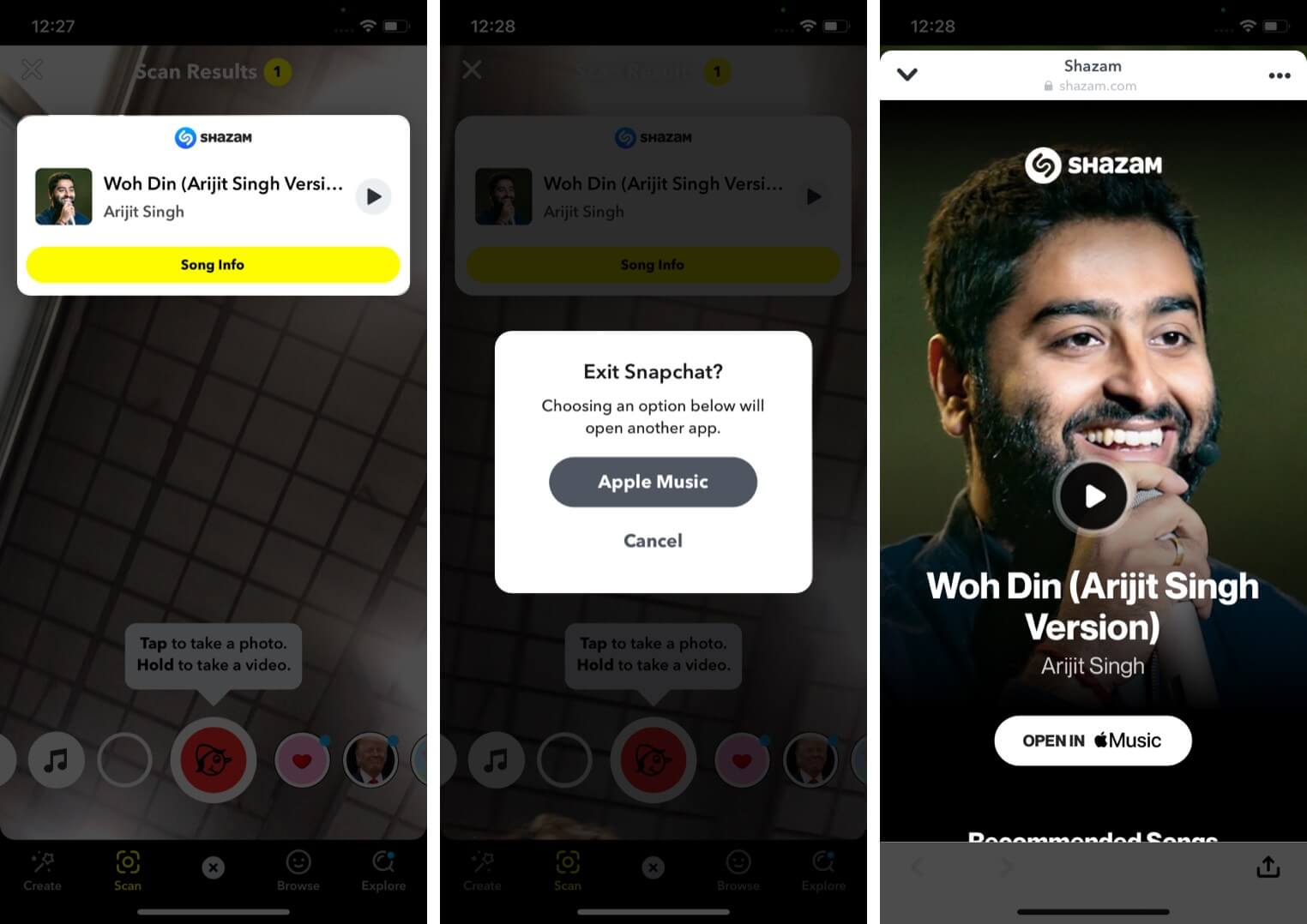 How to Shazam a song on Snapchat