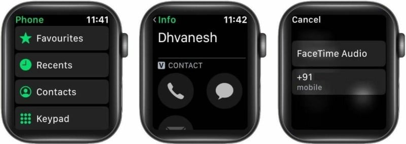 Make a FaceTime call on Apple Watch using Phone app