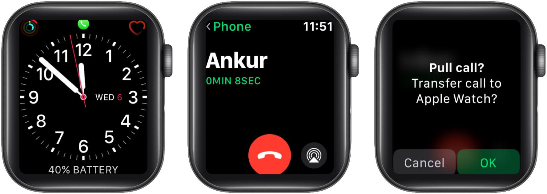 Transfer FaceTime call from iPhone to Apple Watch