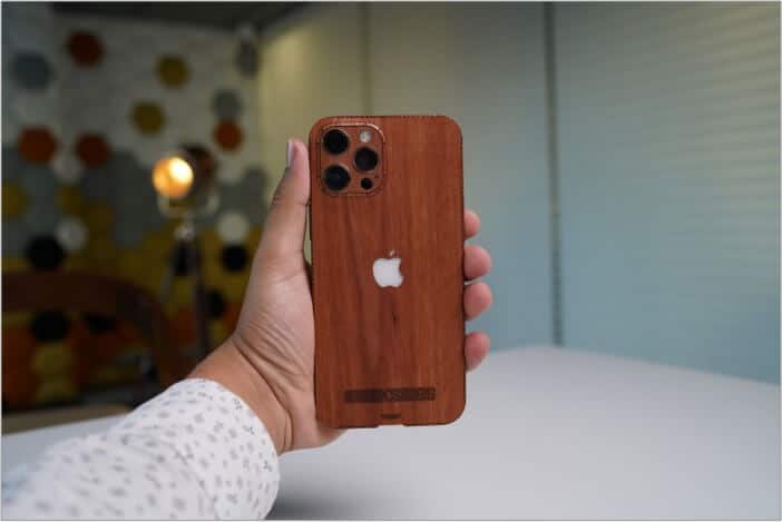 Wood veneer finish in Toast iPhone 12 cover