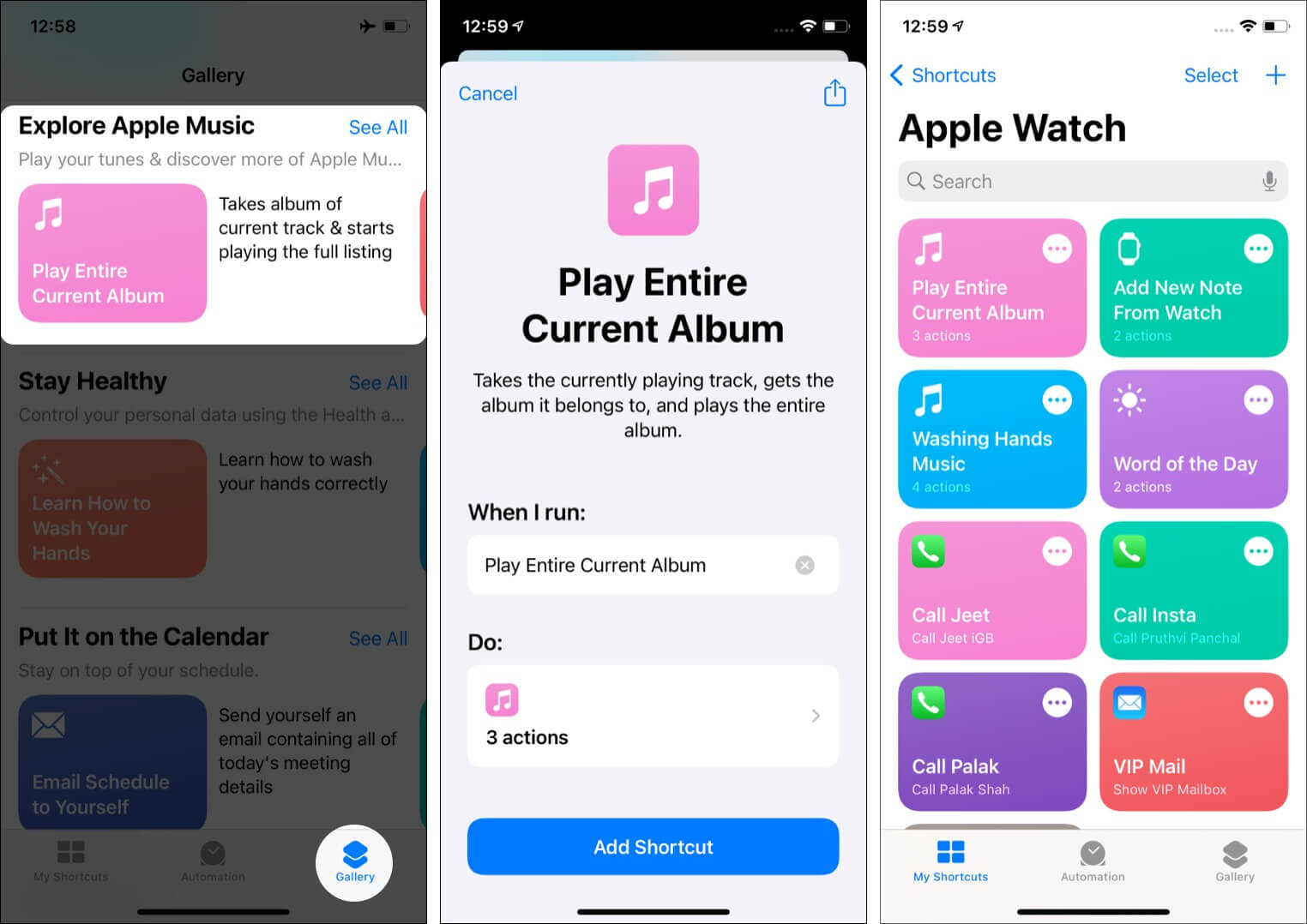 How to add shortcuts to Apple Watch