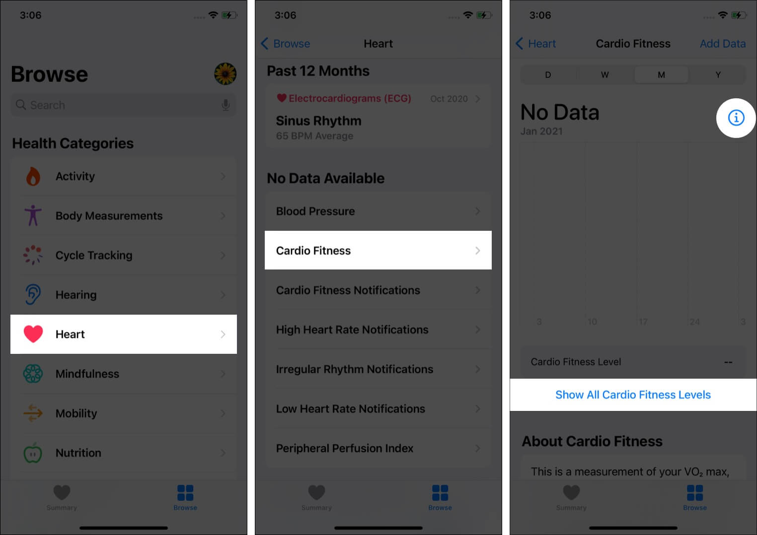 How to view your cardio fitness data in Health app