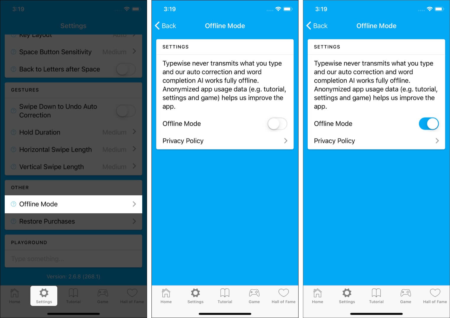 Offline mode in typewise keyboard app Offline Mode in Typewise keyboard app