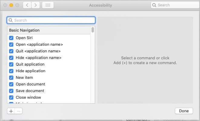 Basic commands of voice control on Mac