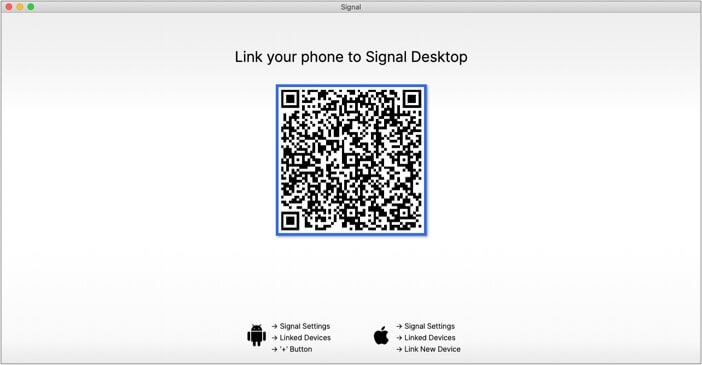 Check QR code in Signal app on Desktop