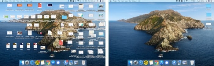 Comparison of desktop view on Mac