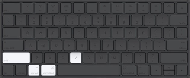 Copy and paste using Mac keyboard shortcuts