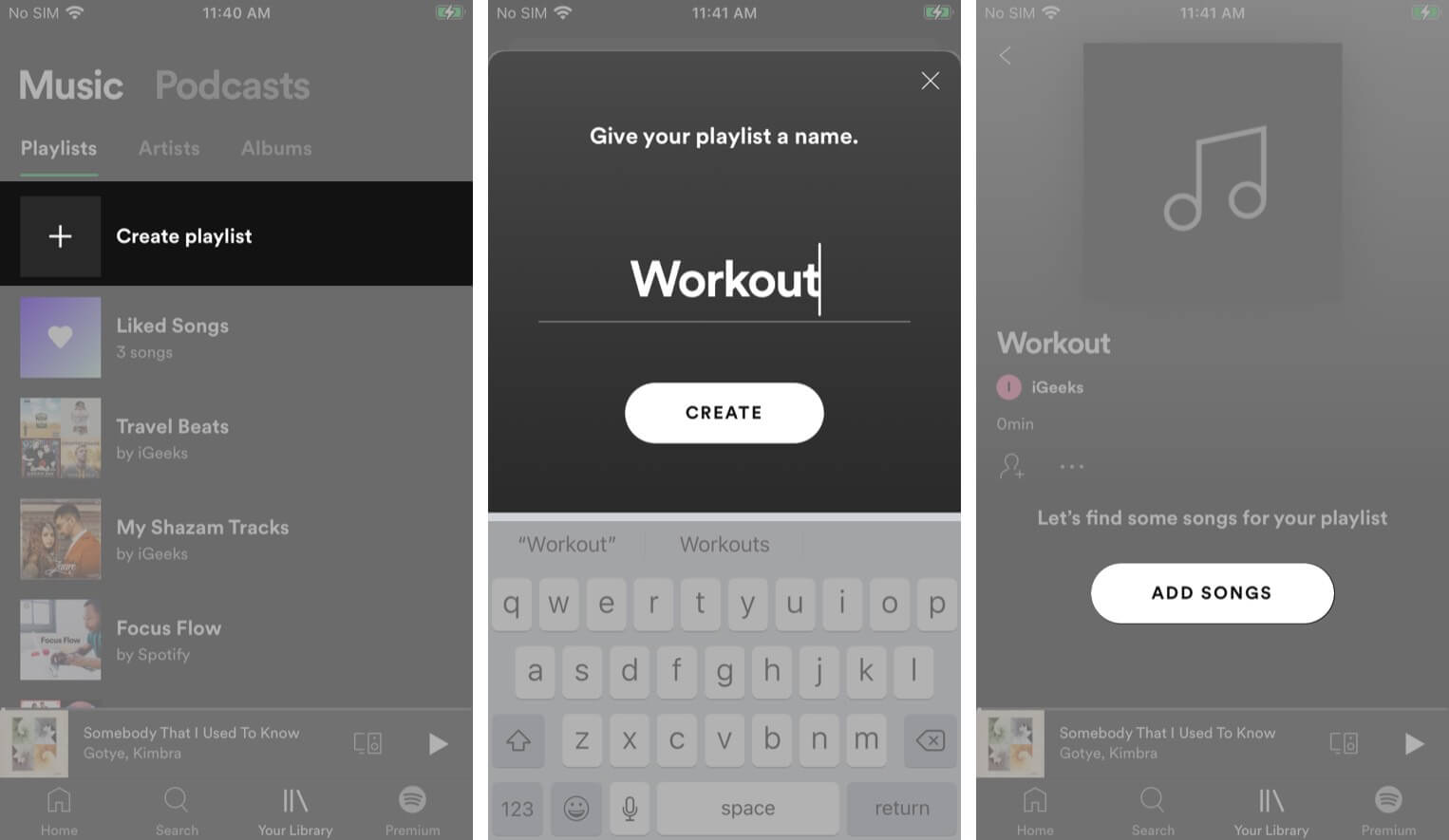 Create playlists in Spotify app on iPhone