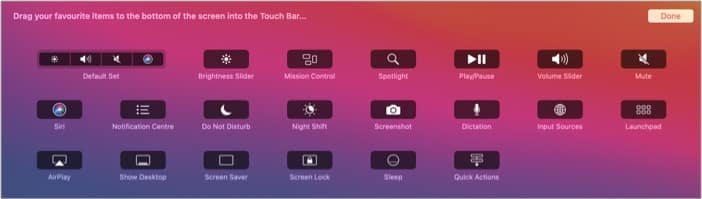 Настроить Touch Bar на Mac