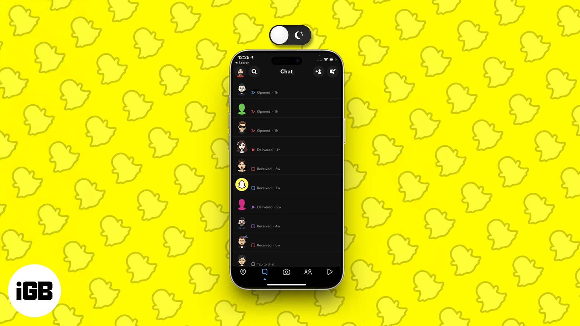 Enable dark mode on snapchat