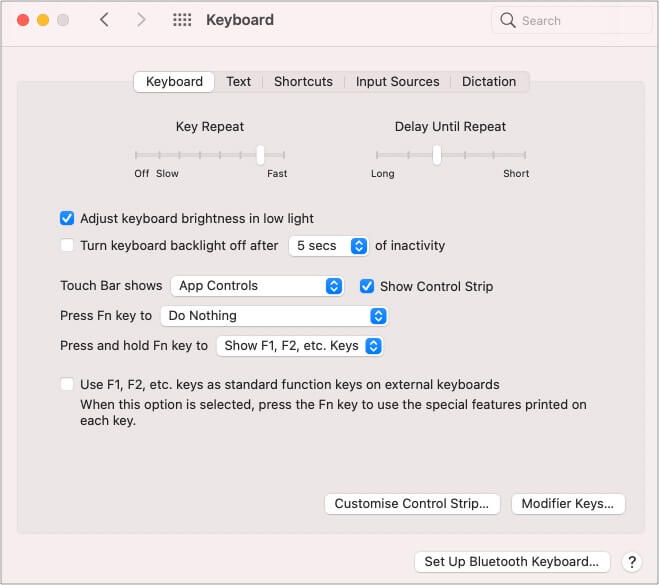 In System Preferences select Keyboard and click Customize Control Strip on Mac