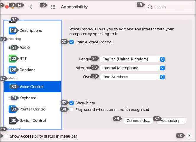 Item Nmbers in Voice Control on Mac