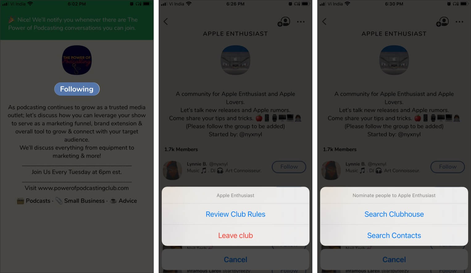 Join a club on Clubhouse app