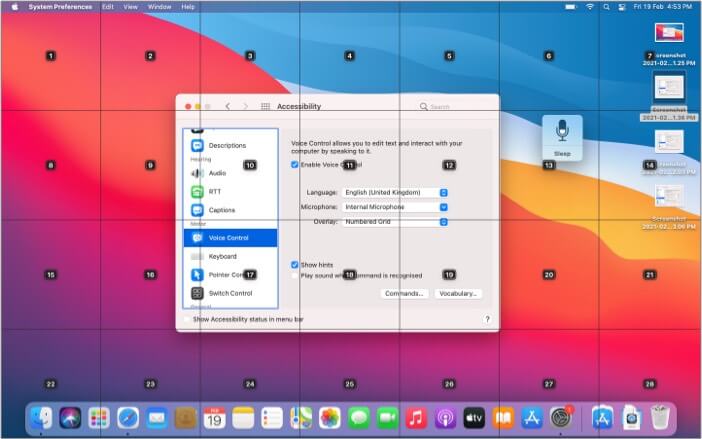 Numbered Grid in Voice Control on Mac