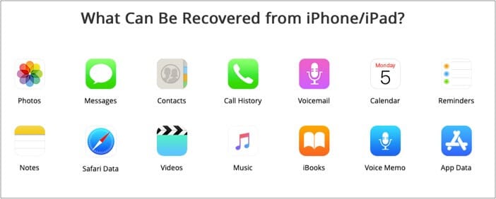 PhoneRescue for iOS supports data from photos messages contacts etc