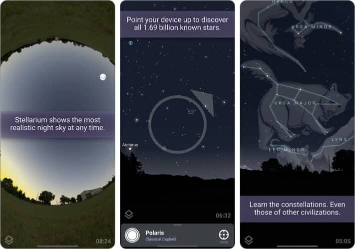 Снимок экрана приложения астрофотографии Stellarium PLUS для iPhone