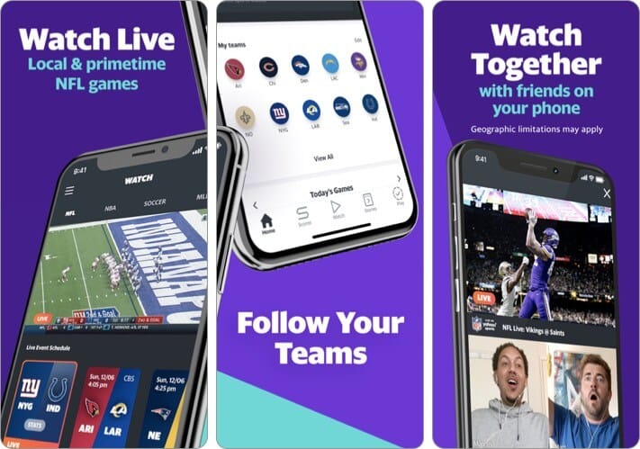 Yahoo Sports Watch NFL games iPhone and iPad App Screenshot