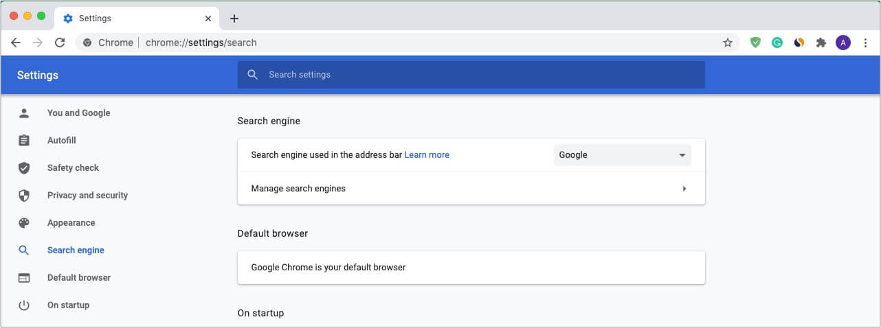Go to Chrome Settings click Search engine and then click Manage search engines
