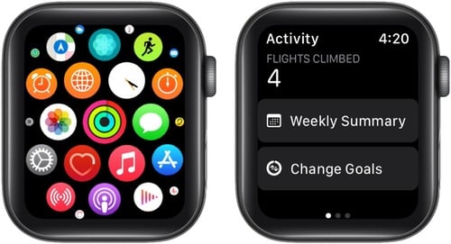 Open Activity app on Apple Watch and tap Change Goals